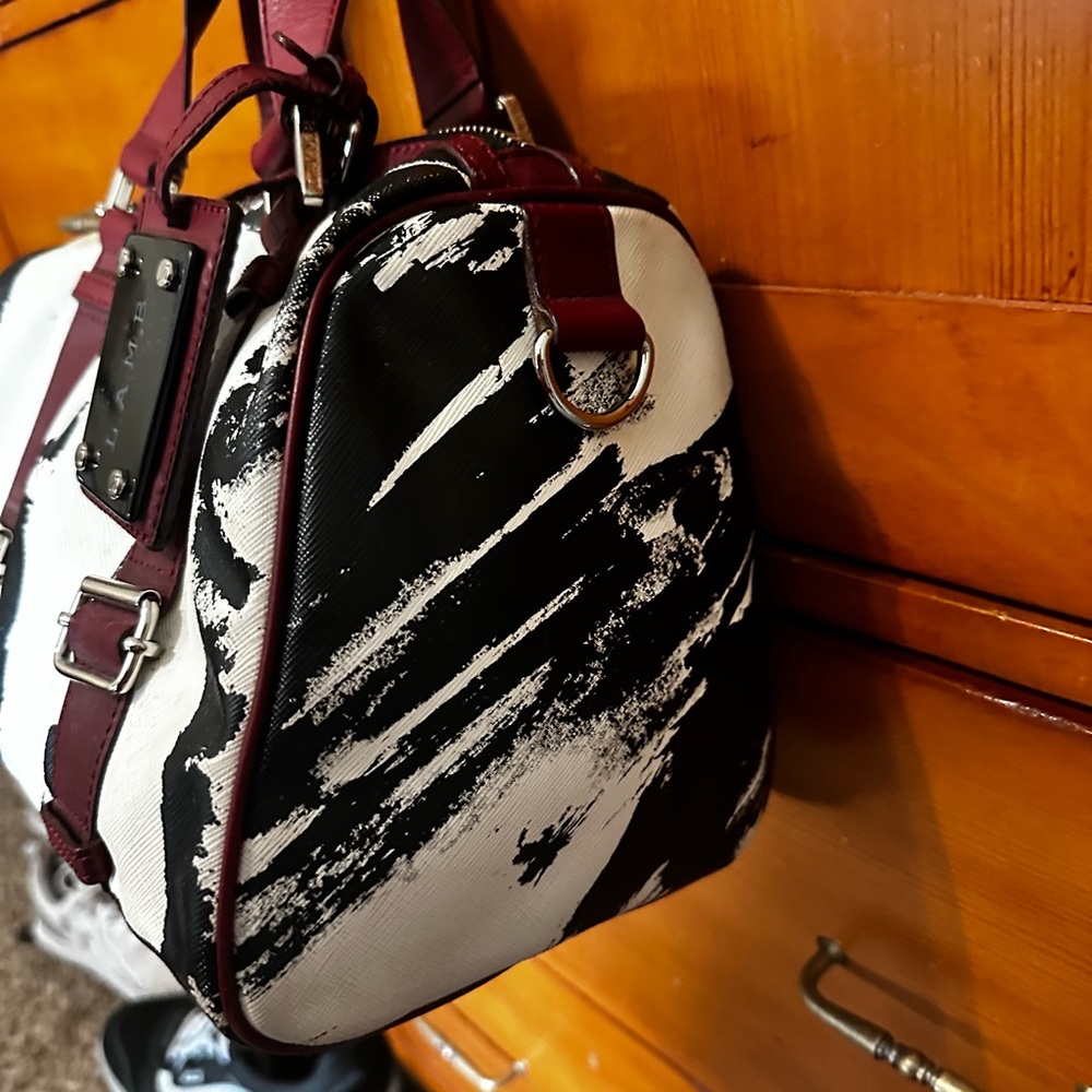 L.A.M.B. by Gwen Stefani Limited Print Logo Satchel Luxury Designer Handbag #553 - Picture 4 of 8
